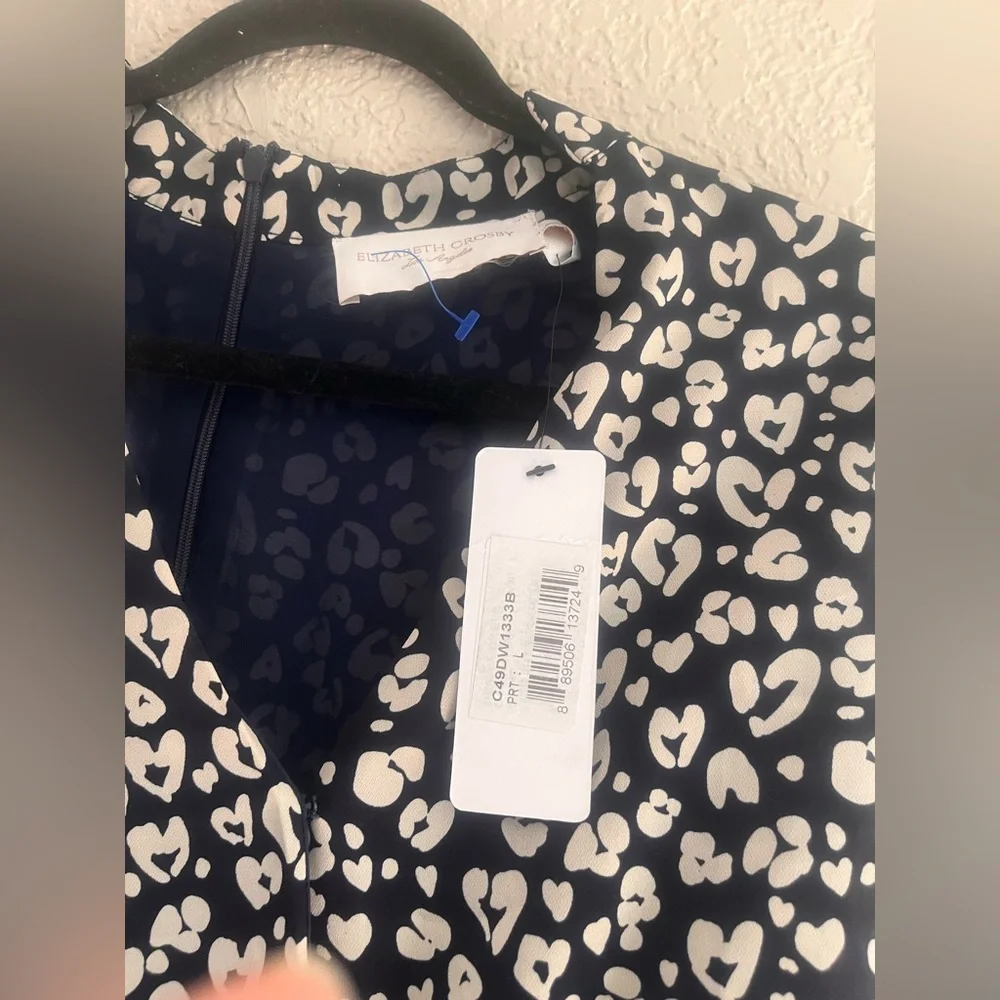 ELIZABETH CROSBY Elegant Black and White Heart Midi Dress - Picture 6 of 6